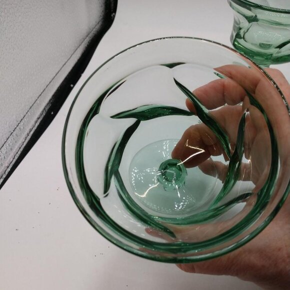 4 Vintage Fostoria Jamestown 4-1/4" Green Champagne Sherbet Goblets Glasses - Picture 3 of 6